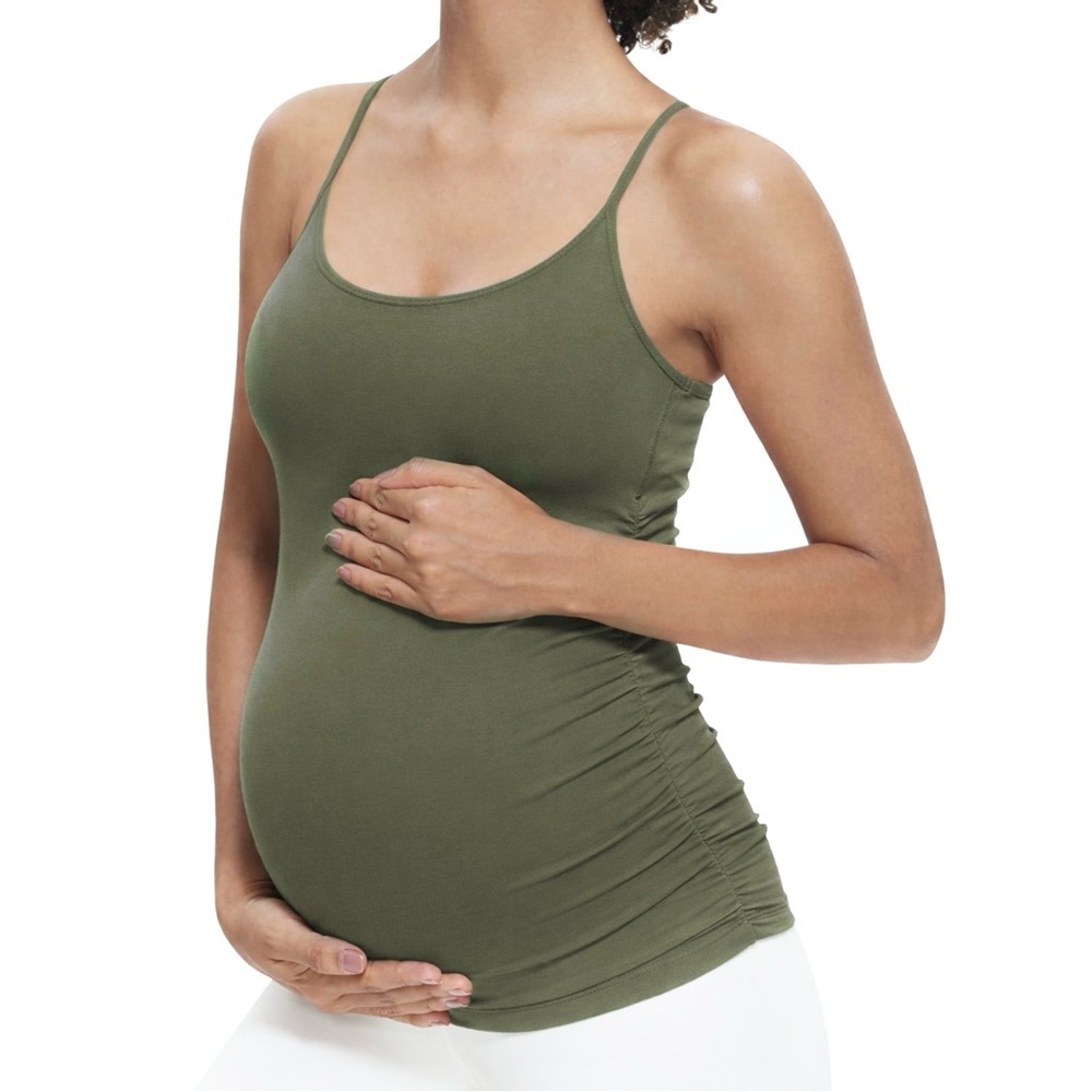 Isabella Oliver Maternity Tank Top Spaghetti Straps Ruched Side Pregnancy Top